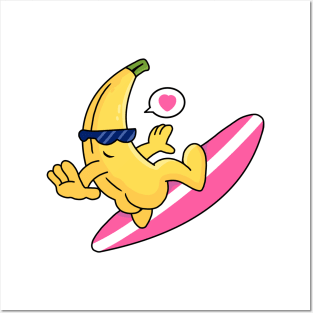 Crazy surfing banana to valentine day! Posters and Art